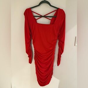Elegant Red Ruched Dress